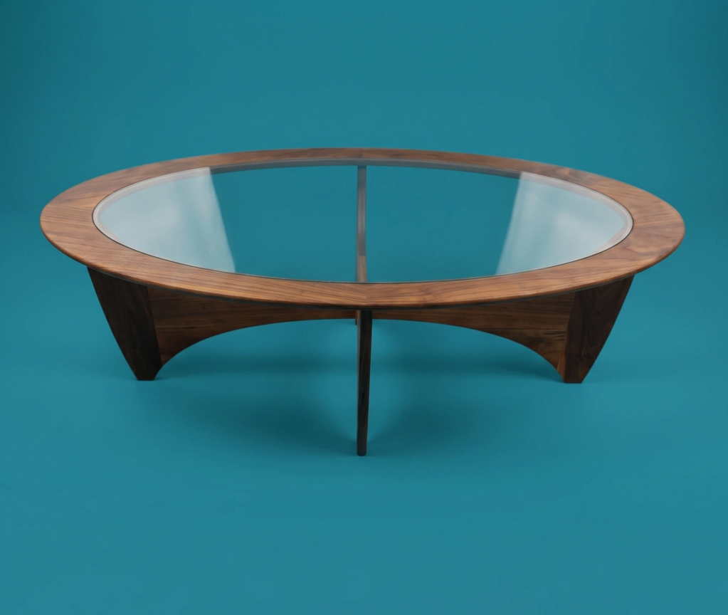 MID CENTURY MODERN OVAL TEAK ASTRO COFFEE TABLE