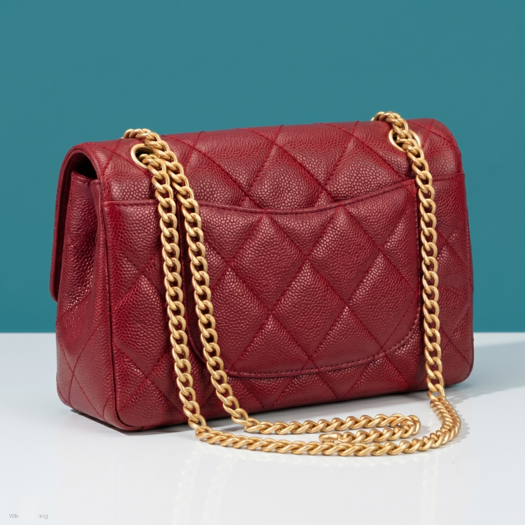 CHANEL VINTAGE TRAPEZOID QUILTED FLAP BAG IN RED CAVIER