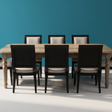BERNHARDT WHITEWASHED WOOD DINING ROOM TABLE & CHAIRS