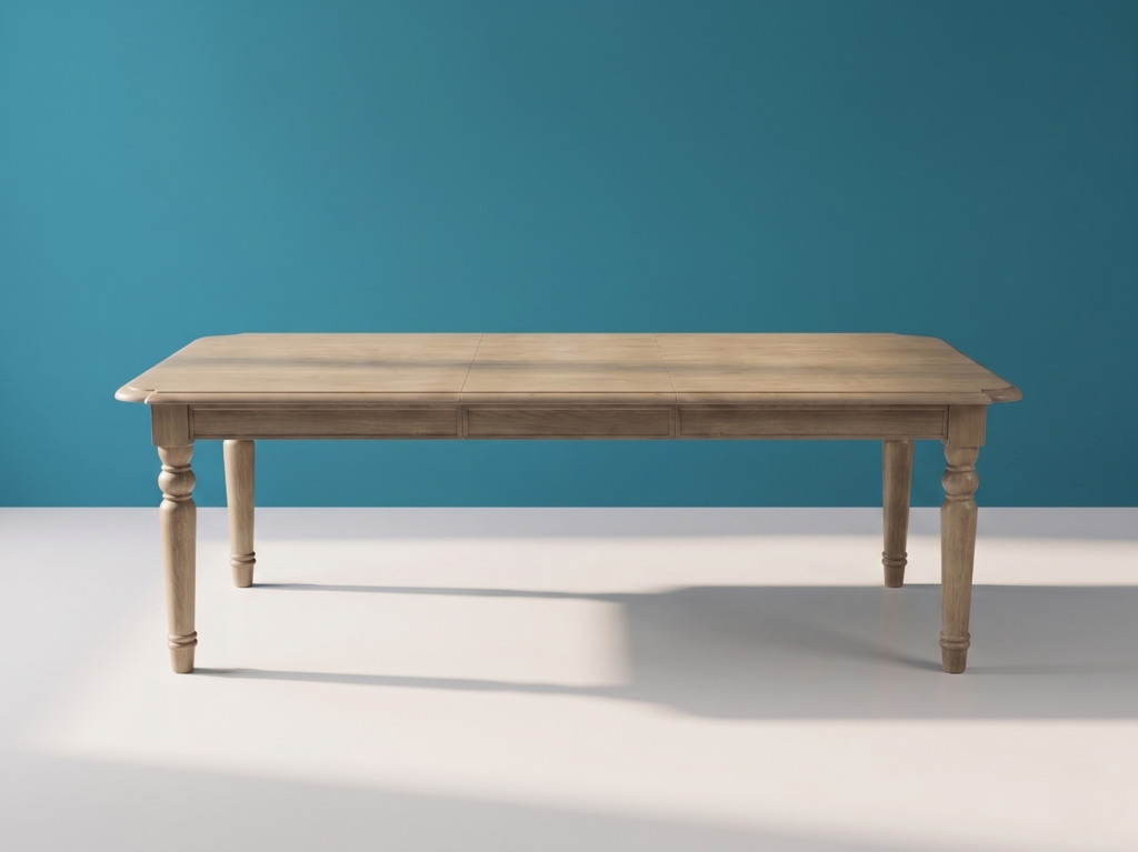 BERNHARDT WHITEWASHED WOOD DINING ROOM TABLE & CHAIRS