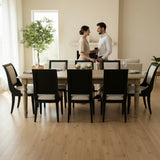 BERNHARDT WHITEWASHED WOOD DINING ROOM TABLE & CHAIRS
