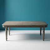BERNHARDT WHITEWASHED WOOD DINING ROOM TABLE & CHAIRS