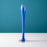 STEVEN MASLACH ART BLUE GLASS BUD VASE