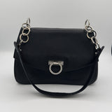 SALVATORE FERRAGAMO GANCINI FLAP LEATHER SHOULDERBAG