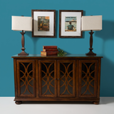 BAYSIDE ELEGANT WOODEN SIDEBOARD WITH GLASS DOORS