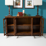 BAYSIDE ELEGANT WOODEN SIDEBOARD WITH GLASS DOORS