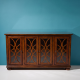 BAYSIDE ELEGANT WOODEN SIDEBOARD WITH GLASS DOORS
