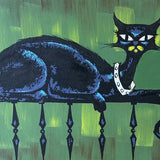DUAGUEZ MIXED MEDIA MCM "COOL CAT" FRAMED