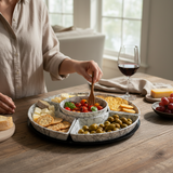 HAZEL-ATLAS VINTAGE MID-CENTURY MODERN "MIDNIGHT MAGIC" LAZY SUSAN SET