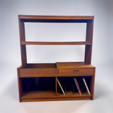 MID-CENTURY DANISH MODERN WALNUT EXPANDING ENTERTAINMENT BOOKCASE/DESK DIVIDER