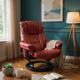 STRESSLESS LEATHER WING RECLINER W/ OTTOMAN