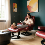 STRESSLESS LEATHER WING RECLINER W/ OTTOMAN