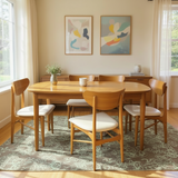 COPENART BY MORGANTON MCM WALNUT EXPANDIBLE DINING TABLE W/4 CHAIRS