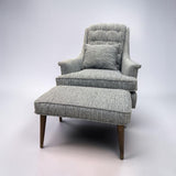 MCM GRAY CHAIR & OTTOMAN NEWLY UPHOLSTERED
