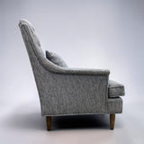 MCM GRAY CHAIR & OTTOMAN NEWLY UPHOLSTERED