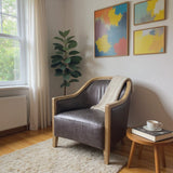 ARHAUS "ROCCO" LEATHER BARREL CHAIR **