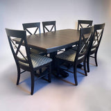 AMERICAN HARDWOOD MADE COUNTRY VIEW WOODWORKING DINING TABLE W/8 CHAIRS 2 LEAVES