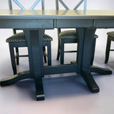 AMERICAN HARDWOOD MADE COUNTRY VIEW WOODWORKING DINING TABLE W/8 CHAIRS 2 LEAVES