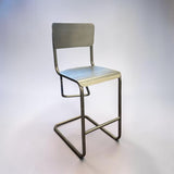 RESTORATION HARDWARE INDUSTRIAL DISTRESSE WOOD TABLE FLOATING METAL STOOLS (4)