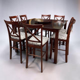 DARKWOOD COUNTER HEIGHT DINING SET (8 CHAIRS,1 LEAF, 1 LAZY SUSAN)
