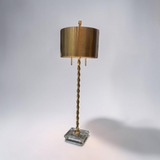 TWISTED METAL GLASS BASE TABLE LAMP
