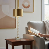 TWISTED METAL GLASS BASE TABLE LAMP