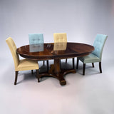 WOODEN PEDESTAL STYLE TABLE W/ 1 LEAF & 6 CHAIRS