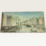 "A BRIDGE IN PARIS" BY REINER SNAPPER REPRODUCTION-OIL ON CANVAS 24" X 48"