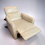 CREAM VEGAN LEATHER POWERED RECLINER W/ CHARGER PORT
