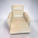 CREAM VEGAN LEATHER POWERED RECLINER W/ CHARGER PORT