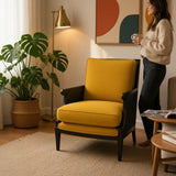 YELLOW REUPHOLSTERED CHAIR (B)