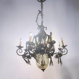 GOLD AND BRONZE CHANDELIER, FLOWER MOTIF***
