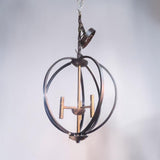BLACK CAGED 3 LIGHT CHANDELIER ***