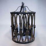 4 LIGHT CAGED BLACK CHANDELIER
