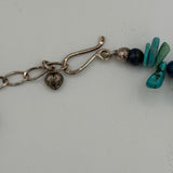 STERLING SILVER TURQUOISE BLUE LAPIS NECKLACE CROSS PENDANT, 20"
