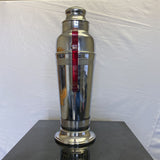 VINTAGE ART DECO 1950'S COCKTAIL SHAKER SET-STAINLESS CHROME RED BAKELITE