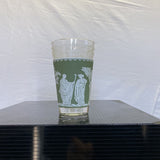 JEANETTE HELLENIC WEDGEWOOD GREEK GLASSES, SET OF 8 WITH CADDY, VINTAGE BARWARE,GLASSWARE