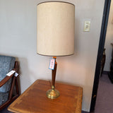 MID-CENTURY WOOD & BRASS LAMP