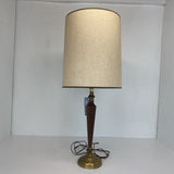MID-CENTURY WOOD & BRASS LAMP