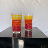 VINTAGE 1960'S STRIPED DRINKING GLASSES SET OF 4