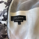 ST JOHN BLACK WHITE FLORAL HAND BEADED DRESS