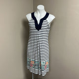 TOMMY BAHAMA NAVY AND WHITE STRIPED DRESS