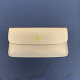 TORY BURCH LEATHER TAUPE CHURCH CLUTCH