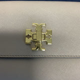 TORY BURCH LEATHER TAUPE CHURCH CLUTCH