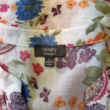 NINETY WHITE FLORAL TOP SZ XL