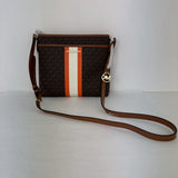 MICHAEL KORS BEDFRD SMALL LOGO STRIPE CROSSBODY BAG TANGERINE