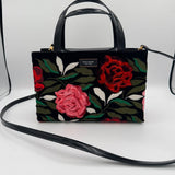 KATE SPADE VELVET FLORAL SMALL TOTE SAM ICON ROSE GARDEN