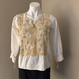 ABRAZO White Embroidered Top SZ S