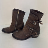 AS 98 COUNTRY WALK Brown Leather Ankle Boots with Buckles