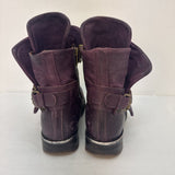 Vintage Purple Leather Boots, Size: 40